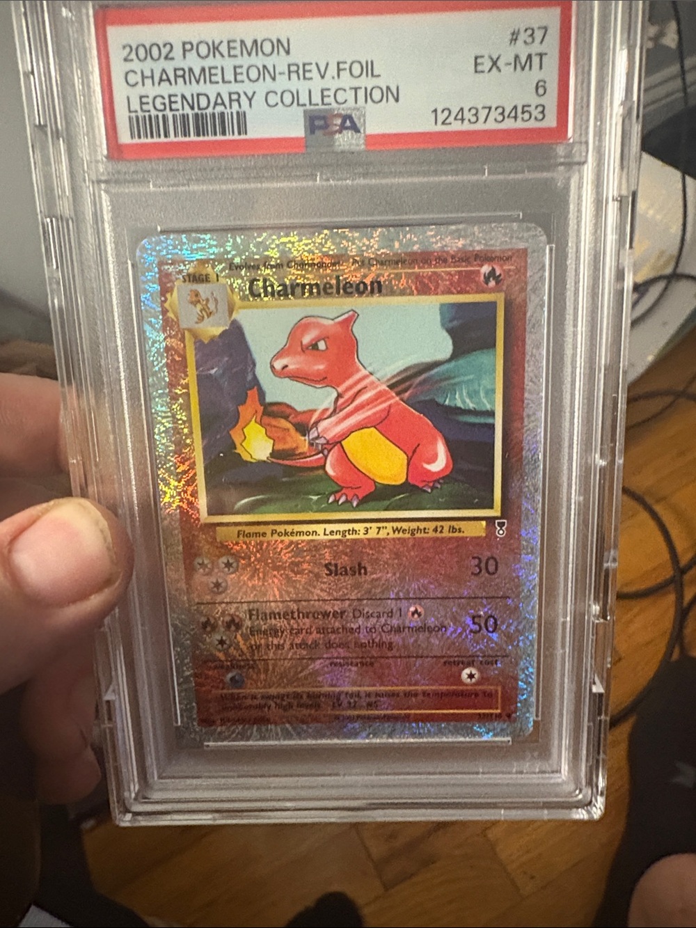 2002 Pokémon
Charmeleon reverse foil
Legendary collection
#37
PSA–6